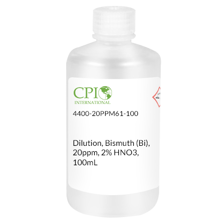 [4400-20PPM61-100] Dilution, Bismuth (Bi), 20ppm, 2% HNO3, 100mL