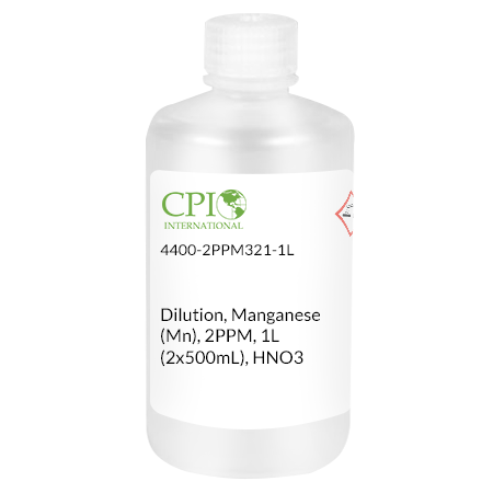 [4400-2PPM321-1L] Dilution, Manganese (Mn), 2PPM, 1L (2x500mL), HNO3