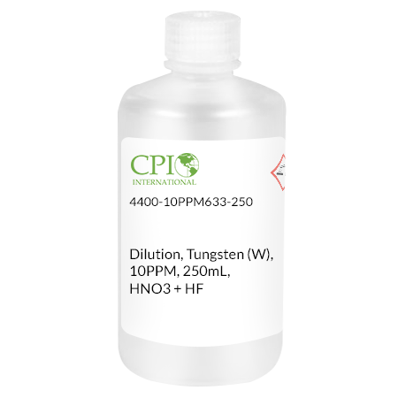 [4400-10PPM633-250] Dilution, Tungsten (W), 10PPM, 250mL, HNO3 + HF