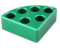 [4750-900048] Green quarter reaction block, 6 holes 8ml reaction vessel 17.75mm dia x 26mm depth