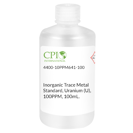 [4400-10PPM641-100] Inorganic Trace Metal Standard, Uranium (U), 100PPM, 100mL.